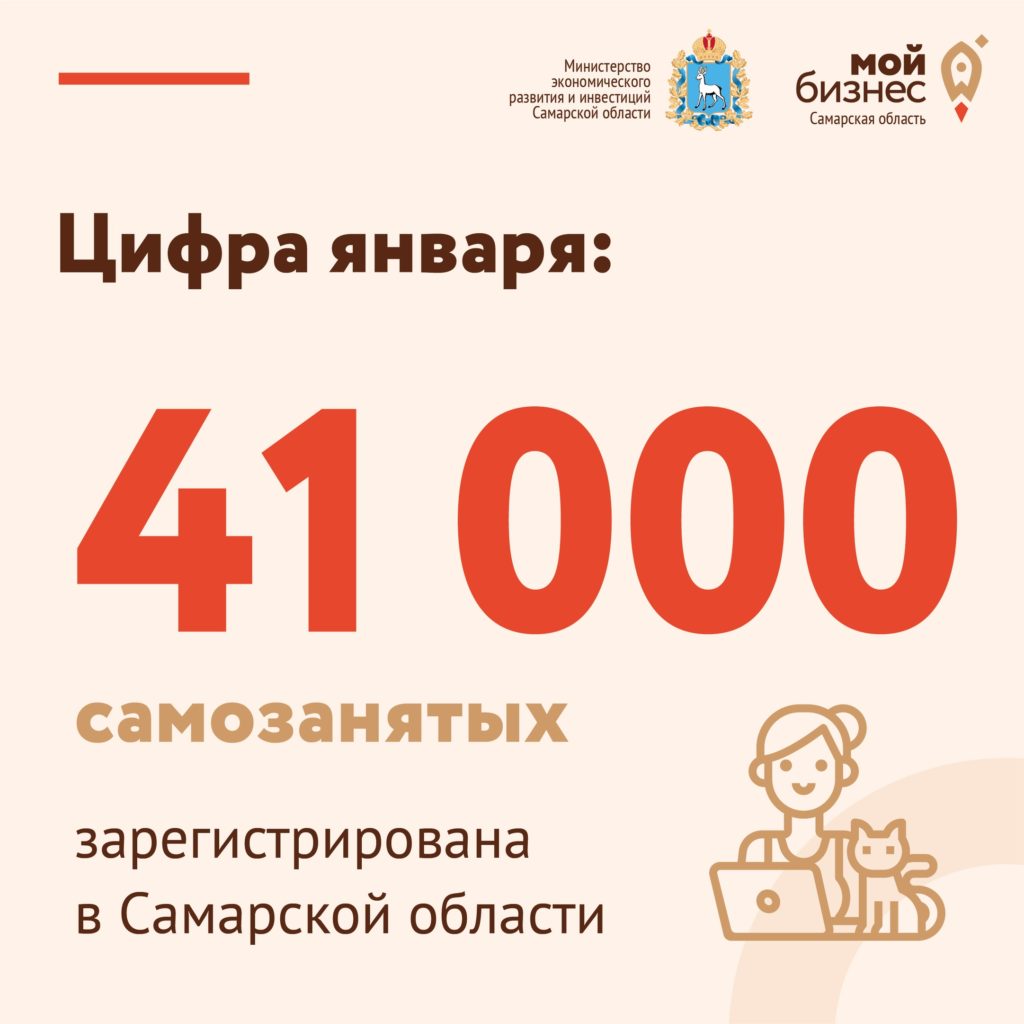 Цифра января: 41 000 самозанятых зарегистрировано в Самарской области