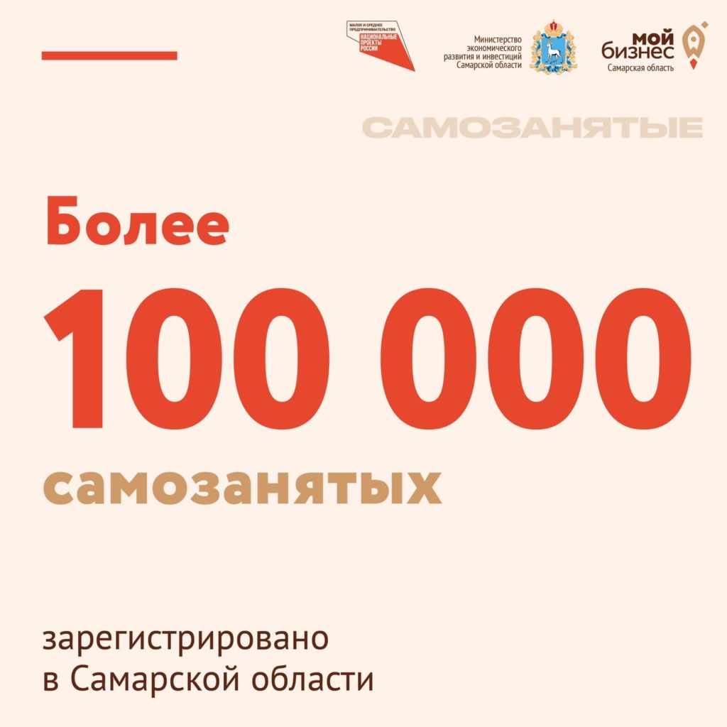 Более 100 тысяч самозанятых зарегистрировано в Самарской области